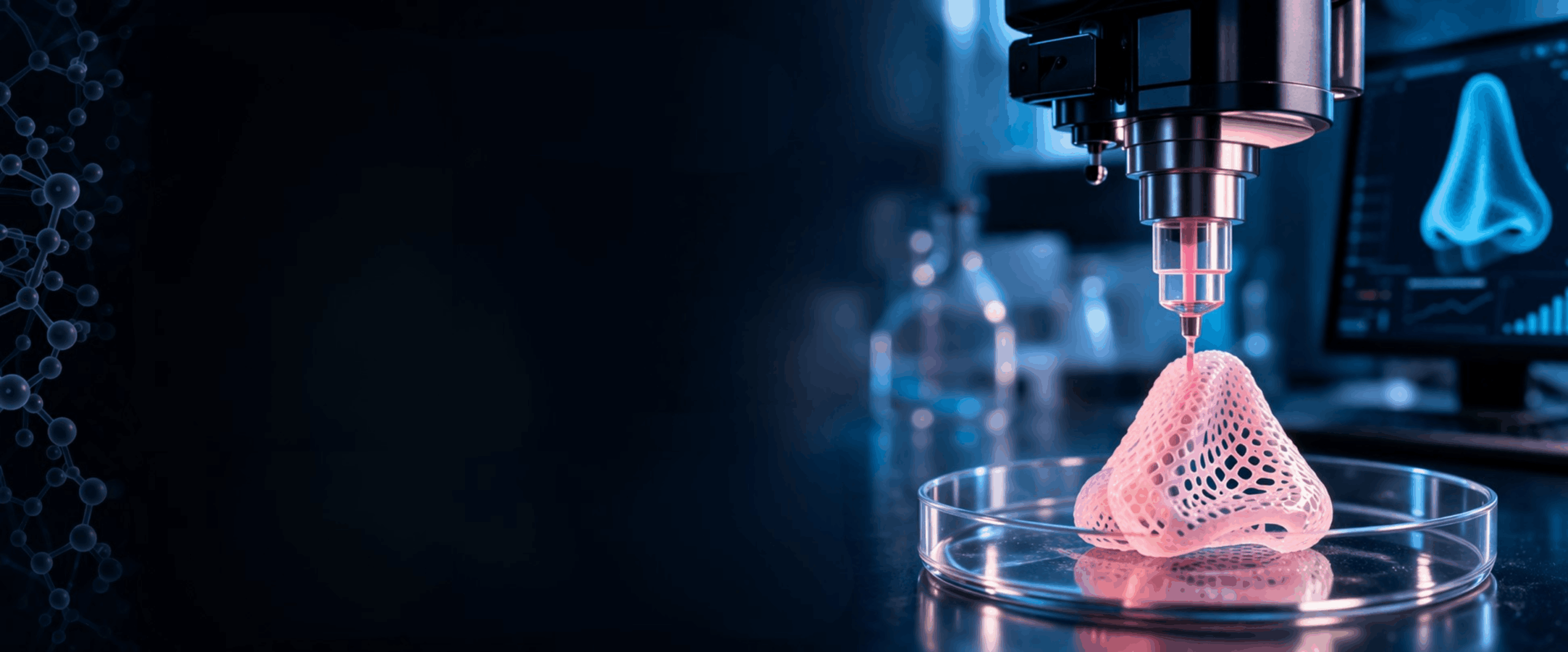 Bioprinter depositing an engineered nasal tissue construct